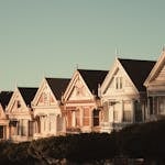 Sunlit Victorian houses known as the Painted Ladies in San Francisco, California.